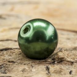 Vaxad glaspärla 10 mm, Mörkgrön (10st)