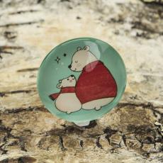 Cabochon Isbj&ouml;rn/Mamma 25 mm, Turkos/R&ouml;d (st)