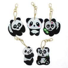Diamond Painting Nyckelring, Panda