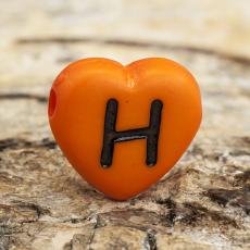 Bokstavspärla hjärtformad H 11x12 mm, Orange (5st)