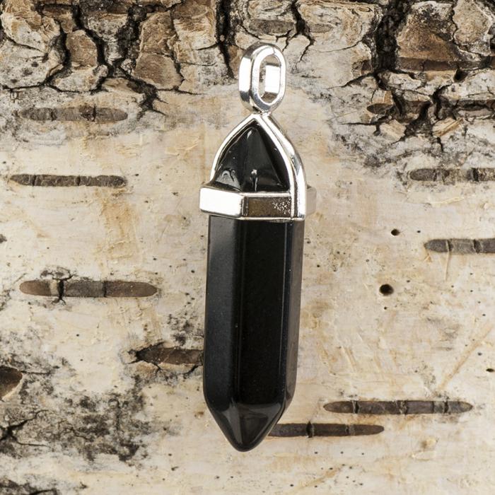 Hnge Bullet obsidian 37-40x12 mm, Svart (st)