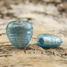 Glaspärla hjärta silverfoil 17x17 mm, Turkos (st)