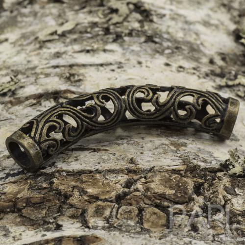 Böjd slider Ornament 51x9 mm, Antikbrons (st)