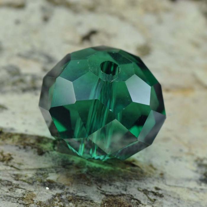 Glasprla facetterad rondell 12x8 mm, Smaragdgrn (5st)