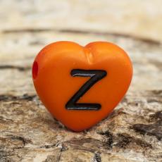 Bokstavspärla hjärtformad Z 11x12 mm, Orange (5st)