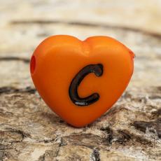 Bokstavspärla hjärtformad C 11x12 mm, Orange (5st)