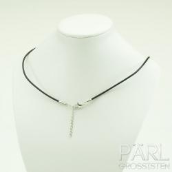 Halsband äkta läder 44 cm, Mörkbrun (st)