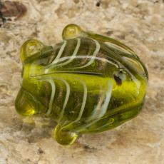 Handgjord Glaspärla Fisk 17x19 mm, Olivgrön (st)