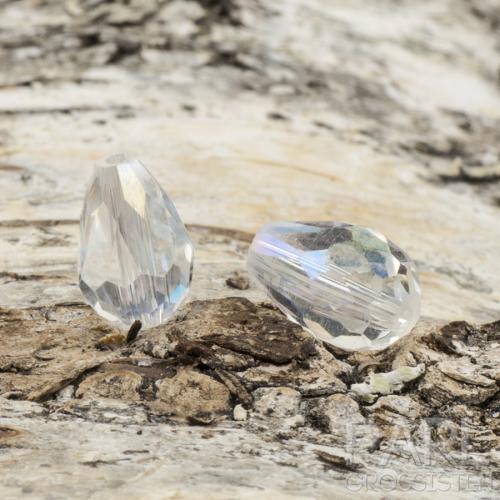 Facetterad glasdroppe 11x8 mm, Klar AB (5st)