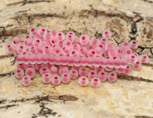 Seed Beads matt colourlined 4 mm, Klar/Rosa (20g)