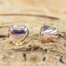 Glaspärla Hjärta 6x5,5 mm, Rosa AB (20st)