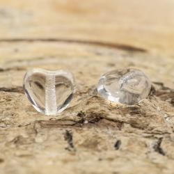 Glaspärla Hjärta 6x5,5 mm, Klar (20st)