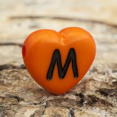 Bokstavspärla hjärtformad M 11x12 mm, Orange (5st)