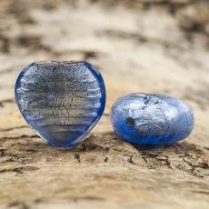 Glaspärla hjärta silverfoil 17x17 mm, Ljusblå (st)