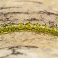 Glaspärla facetterad 4,5x5 mm, Olivgrön (25st)