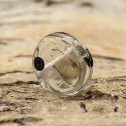 Glaspärla Puck 11 mm, Svart/Silver (5st)