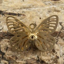 Berlock Fjäril med strass 23x16 mm, Guldfärg (st)