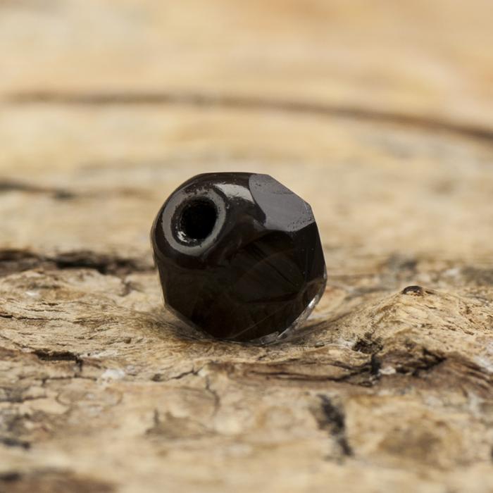 Glasprla facetterad kula 6 mm, Klar/Svart (20st)