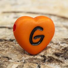 Bokstavspärla hjärtformad G 11x12 mm, Orange (5st)