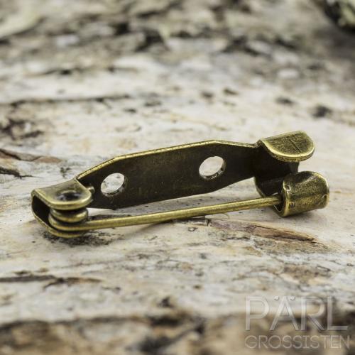 Brosch med platta 20x5 mm, Antikbrons (10st)