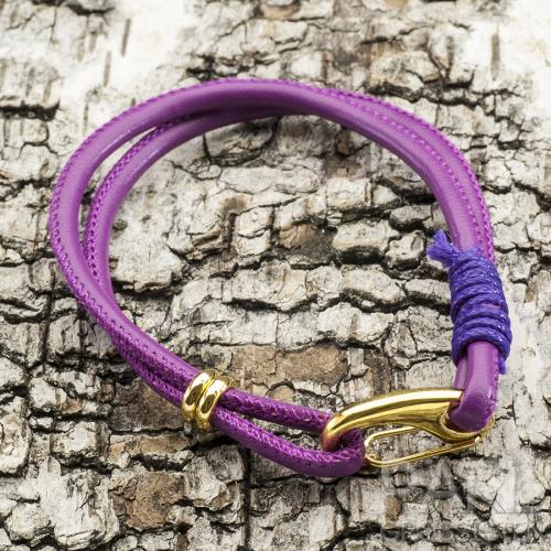 Armband läderimitation 19,5 cm, Lila/Guldfärg (st)
