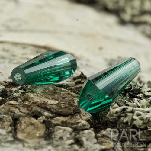 Glaspärla Cone 12 mm, Mörkgrön (5st)