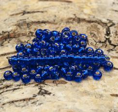 Seed Beads silverlined 5 mm, Mörkblå (20g)