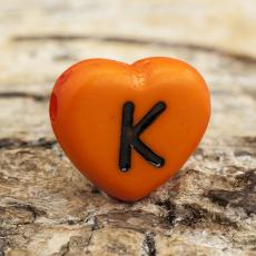 Bokstavspärla hjärtformad K 11x12 mm, Orange (5st)