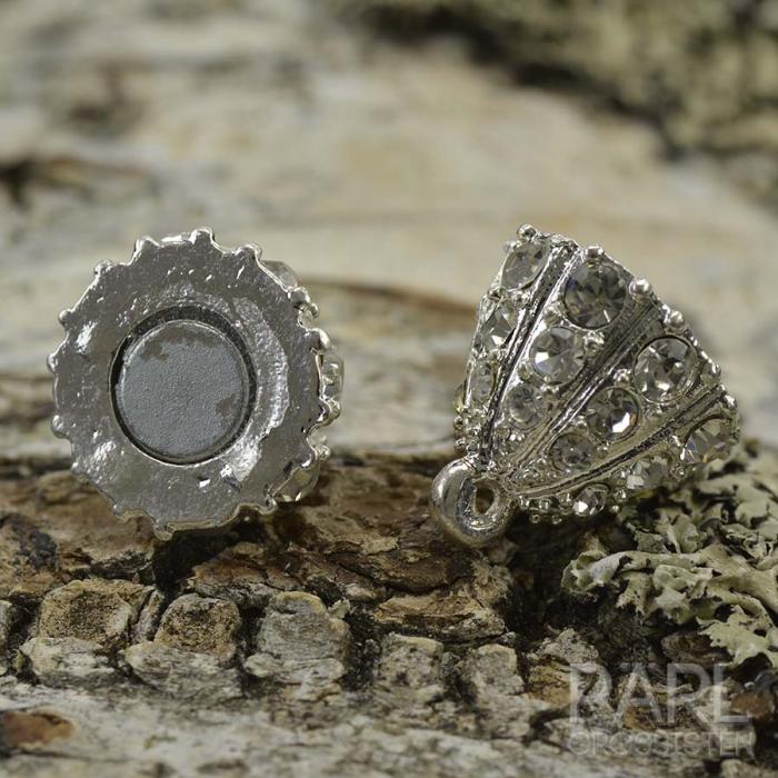 Magnetls oval med strass, Silverfrg (st)