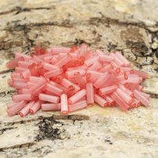 Bugle Beads transparent 2x7 mm, Rosa (20g)