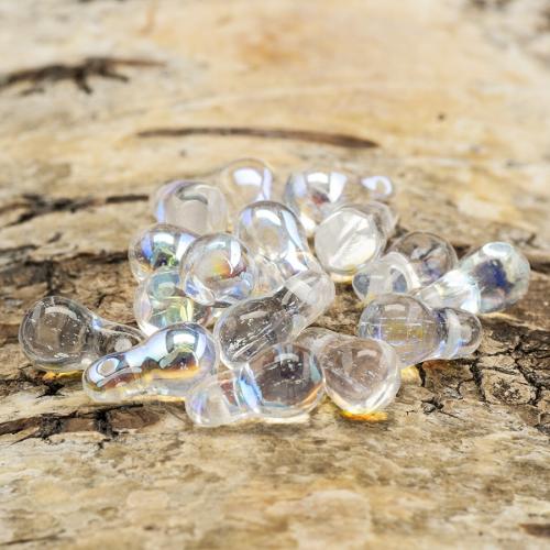 Glaspärla Droppe 6x11 mm, Klar AB (20st)