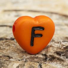 Bokstavspärla hjärtformad F 11x12 mm, Orange (5st)