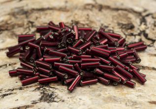 Bugle Beads silverlined 2x7 mm, Bordeaux (20g)