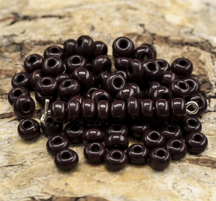 Seed Beads opak 5 mm, Mrkbrun (20g)
