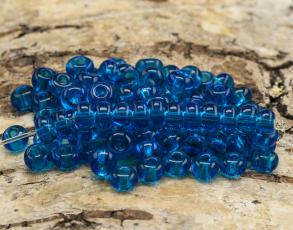 Seed Beads transparent 5 mm, Blå (20g)