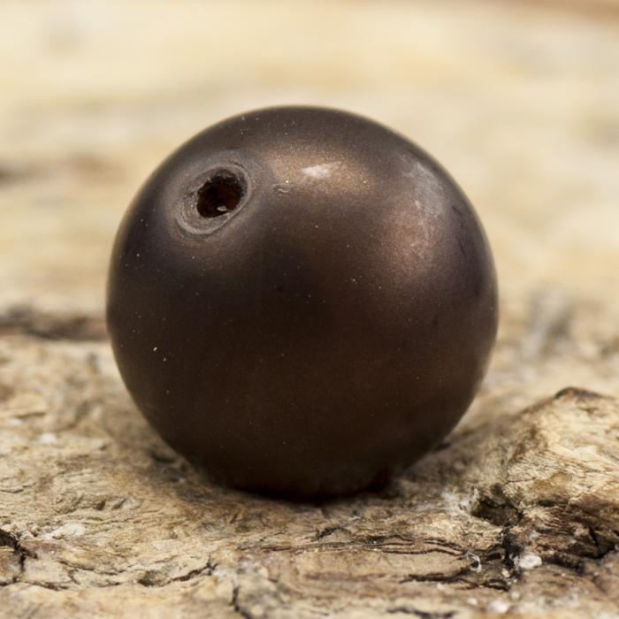 Vaxad glasprla matt 8 mm, Mrk choklad (20st)