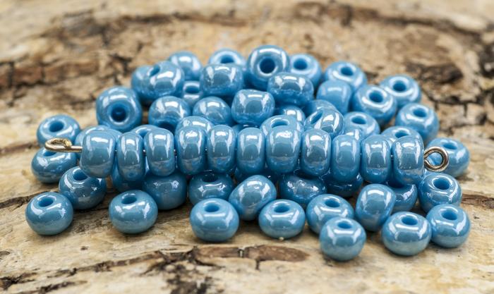 Seed Beads opak lustered 5 mm, Turkos (20g)