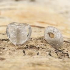 Glaspärla Hjärta 10x9 mm, Silver (5st)