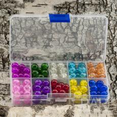 Box med krackelerade glaspärlor 10 mm, Färgmix (st)