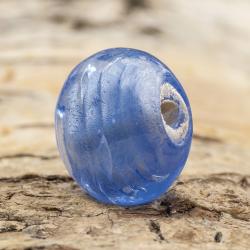 Glaspärla Puck 14 mm, Mellanblå (5st)
