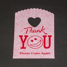 Plastpåse "Thank You" 13x19-21 cm, Röd (5st)