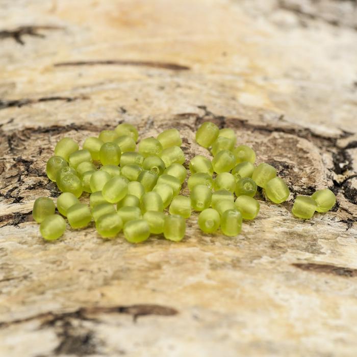 Frostad glasprla rund 3 mm, Oliv (5g)