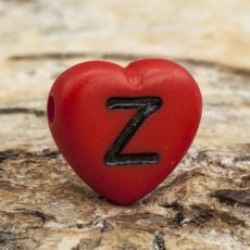 Bokstavspärla hjärtformad Z 11x12 mm, Röd (5st)