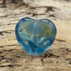 Glaspärla Hjärta 15x15 mm, Blå (st)