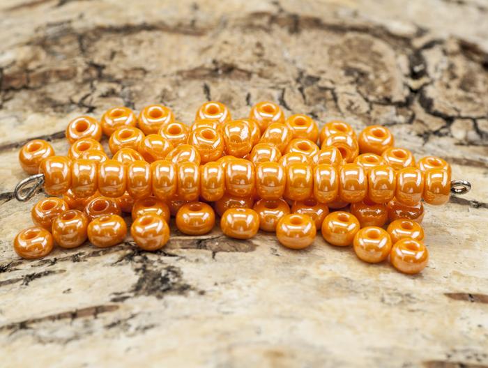 Seed beads opak lustered 5 mm, Orange (20g)