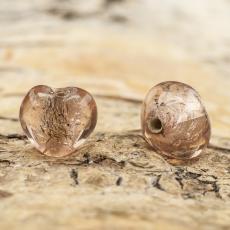 Glaspärla Hjärta 10x9 mm, Gammelrosa (5st)