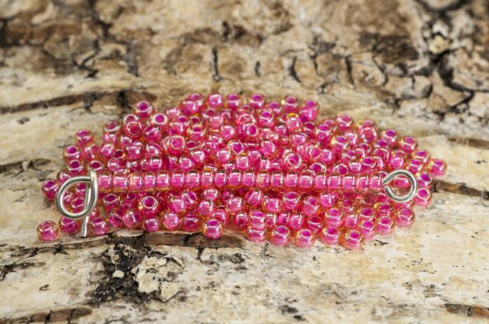 Seed Beads colourlined 2,6 mm, Rosa/Gul (20g)
