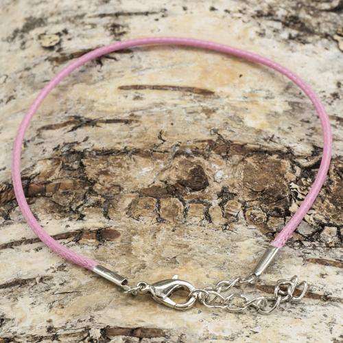 Armband Vaxad Tråd 20 cm, Rosa/Silverfärg (st)
