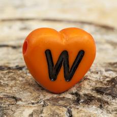 Bokstavspärla hjärtformad W 11x12 mm, Orange (5st)