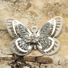 Berlock Fjäril med strass 23x16 mm, Silverfärg (st)